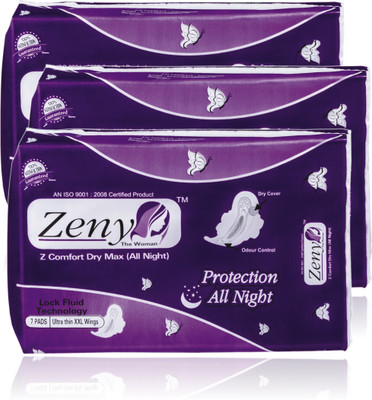 

Zeny Comfort Dry Max All Night (Pack-3) Sanitary Pad(Pack of 3)