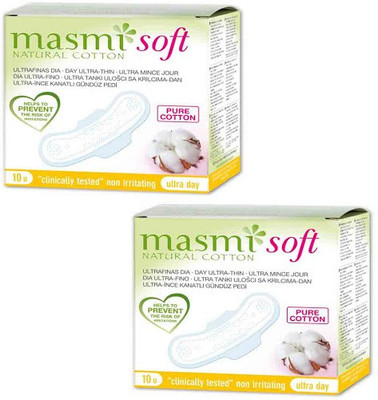 

Masmi Pure Cotton Soft Ultra Thin Wings Individually Wrapped Day Napkin Sanitary Pad(Pack of 2)