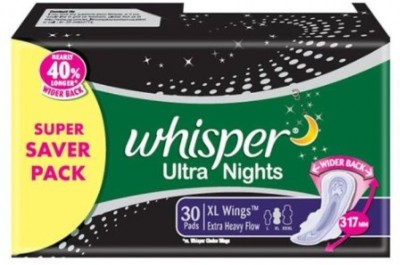 

Whisper Ultra Nights Extra Heavy Flow Sanitary Pad(Pack of 30)