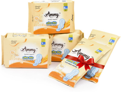 

Ammy Set Of 3 Ultra Thin XXl Rashes Free Sanitary Pads will get 4 pads Free Sanitary Pad(Pack of 5)