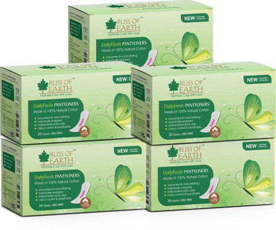 

Bliss of Earth Large 180MM 100% Natural Cotton DailyFresh Pack Of 5 (150 Total) Pantyliner(Pack of 30)