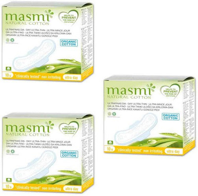 

Masmi Organic Cotton Ultra Thin Wings Individually Wrapped Day Napkin Sanitary Pad(Pack of 3)