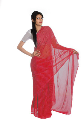Aaradhya Fashion Printed Leheria Handloom Georgette saree(Pink) available at flipkart for Rs.1510