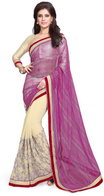 

Sourbh Sarees Embroidered Bollywood Net, Chiffon Saree(Pink, Beige, Beige;pink