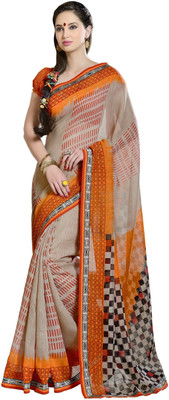 

Vandv Shop Printed Fashion Handloom Cotton Saree(Orange)