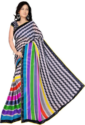 

Shree Rajlaxmi Sarees Geometric Print Bollywood Pure Georgette Saree(Multicolor), Multi color