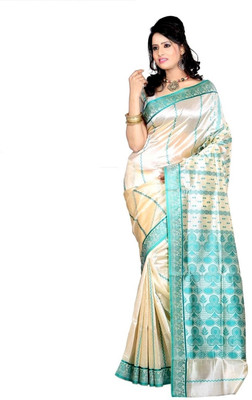 

JagannathSaree Self Design Coimbatore Silk Saree(White, Blue), Blue;white