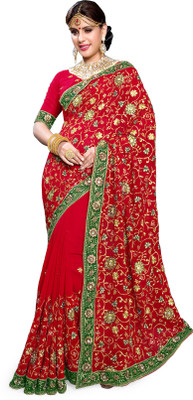

Sourbh Sarees Embroidered Fashion Georgette Saree(Red)