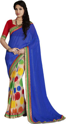 

Desi Butik Embroidered Fashion Jacquard, Georgette Saree(Blue)