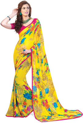

Indianbeauty Self Design, Printed Bollywood Pure Georgette Saree(Yellow)