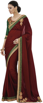

Desi Butik Self Design Fashion Georgette Saree(Purple)