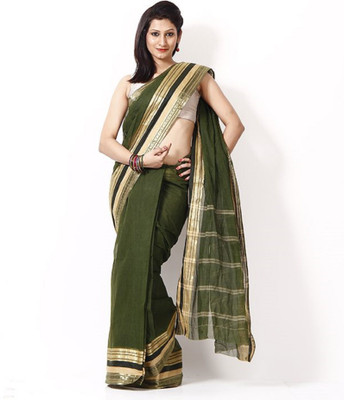 

Purabi Woven Tant Handloom Cotton Saree(Green)