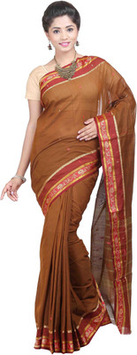 

Goodway Striped Madurai Cotton Saree(Brown)
