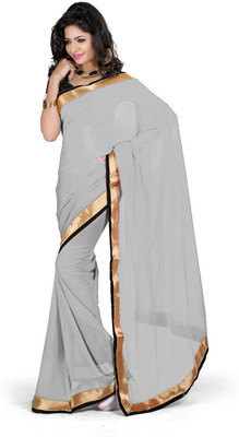 

Indian Wear Online Solid Fashion Georgette Saree(Silver)