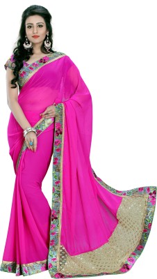 

Khushali Self Design, Embellished Fashion Georgette Saree(Pink, Multicolor), Multicolor;pink