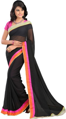 

AVR FASHIONS Solid Fashion Chiffon Saree(Black)