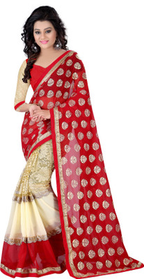 

KIRAN Self Design Bollywood Jacquard Saree(Red)