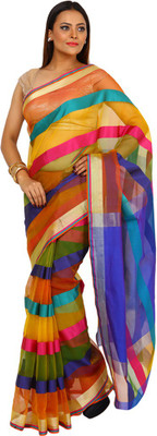 Kataan Bazaar Woven Banarasi Handloom Art Silk Saree(Multicolor)