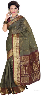 

Indianhandloom Woven Coimbatore Silk Cotton Blend Saree(Dark Green)