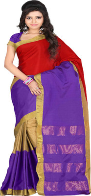 

Ansu Fashion Printed Kota Doria Kota Cotton Saree(Red), Blue