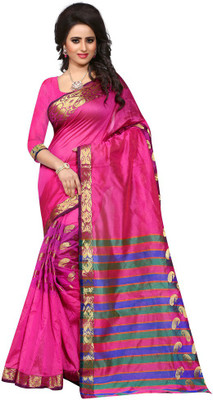 

Style U Self Design Chanderi Poly Silk Saree(Multicolor), Pink