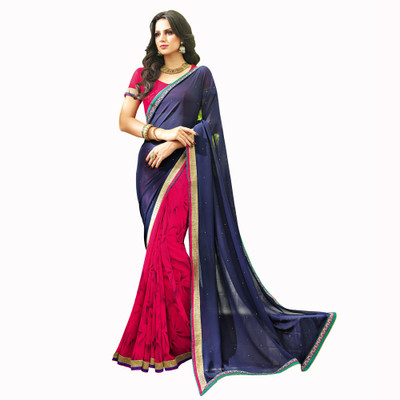 

Vishal Self Design Bollywood Georgette Saree(Blue, Pink)