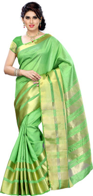 

Mimosa Solid Kanjivaram Silk Saree(Green, Parrot green