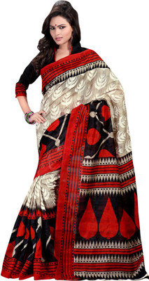 

Saara Printed Fashion Cotton Saree(Red, Black), Black;red