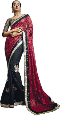 

Vishal Solid Fashion Net Saree(Black)