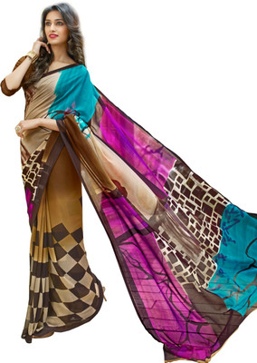 

Parisha Printed Fashion Georgette Saree(Multicolor), Brown & beige