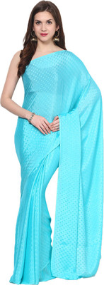 Aksara Self Design Daily Wear Crepe Saree(Light Blue)