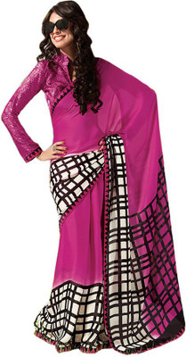 

Indian Wear Online Printed Fashion Pure Chiffon Saree(Black)