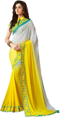 

Parisha Solid Fashion Georgette Saree(Yellow, Grey), Grey;yellow