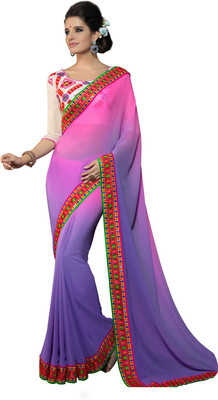 

Lovelylook Embroidered Fashion Georgette Saree(Multicolor), Pink;purple