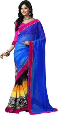 

Kanheyas Printed, Solid Bollywood Handloom Chiffon Saree(Multicolor), Multiclour