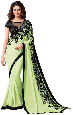 

Stylezone Embroidered Fashion Chiffon Saree(Dark Green)