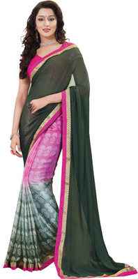 

Khushali Self Design Fashion Chiffon Saree(Dark Green)