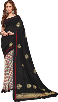 

Khoobee Self Design, Printed Fashion Georgette Saree(Black, Multicolor)