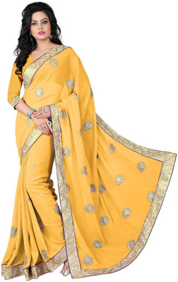 

Vishakha Fashion Embroidered Fashion Georgette Saree(Beige)