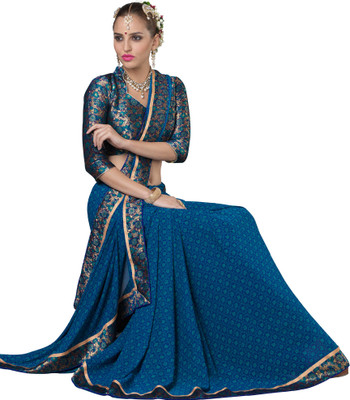 

Khushali Self Design Fashion Georgette Saree(Blue, Multicolor)
