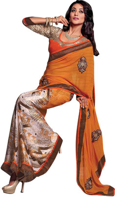 

Jiya Self Design, Embroidered, Embellished Fashion Satin, Chiffon, Georgette Saree(Orange, Multicolor, Beige), Beige;multicolor;orange