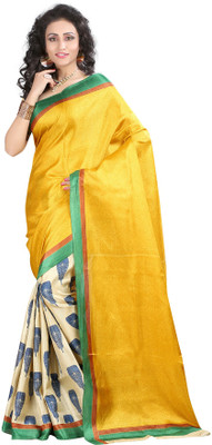 

Softdeal Printed Bhagalpuri Printed Silk Saree(Yellow)
