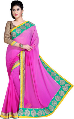 

Jiya Self Design, Embroidered Fashion Chiffon Saree(Pink), Magenta
