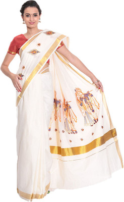 

Darps Self Design Balarampuram Cotton Saree(Multicolor), Cream