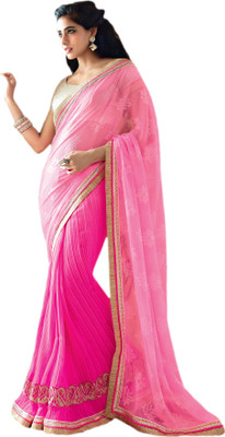 

Vishal Solid, Printed Fashion Chiffon Saree(Pink)