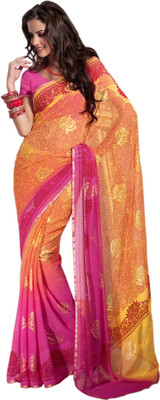 

Vishal Printed Fashion Georgette Saree(Pink), Pink;yellow