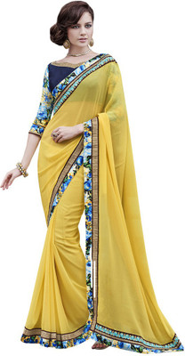 

Desi Butik Embroidered Fashion Georgette Saree(Yellow)