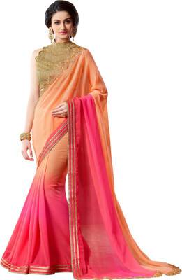 

Brijraj Embroidered Fashion Chiffon, Georgette Saree(Pink, Orange), Orange;pink