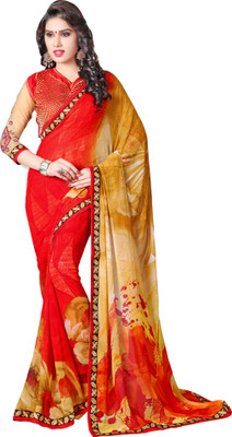 

Khoobee Self Design, Printed Fashion Georgette Saree(Beige, Red, Multicolor), Beige;multicolor;red
