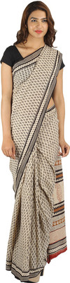 

Khatri Creations Printed Daily Wear Handloom Cotton Saree(Black)